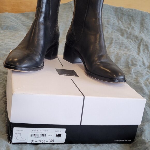 Women's Dolce Vita Black Leather Booties, Size 7, NWB - Picture 1 of 4